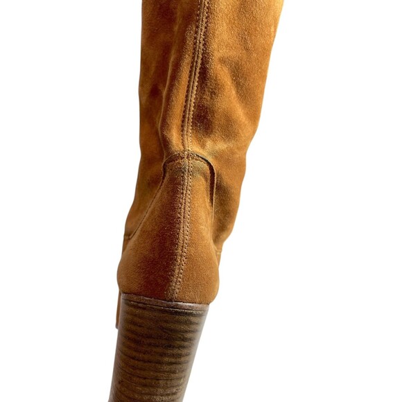 Free People DAKOTA Cognac Suede Slouch Mid Calf Heeled Boots $188 EU 37, 6.5 - Picture 8 of 10